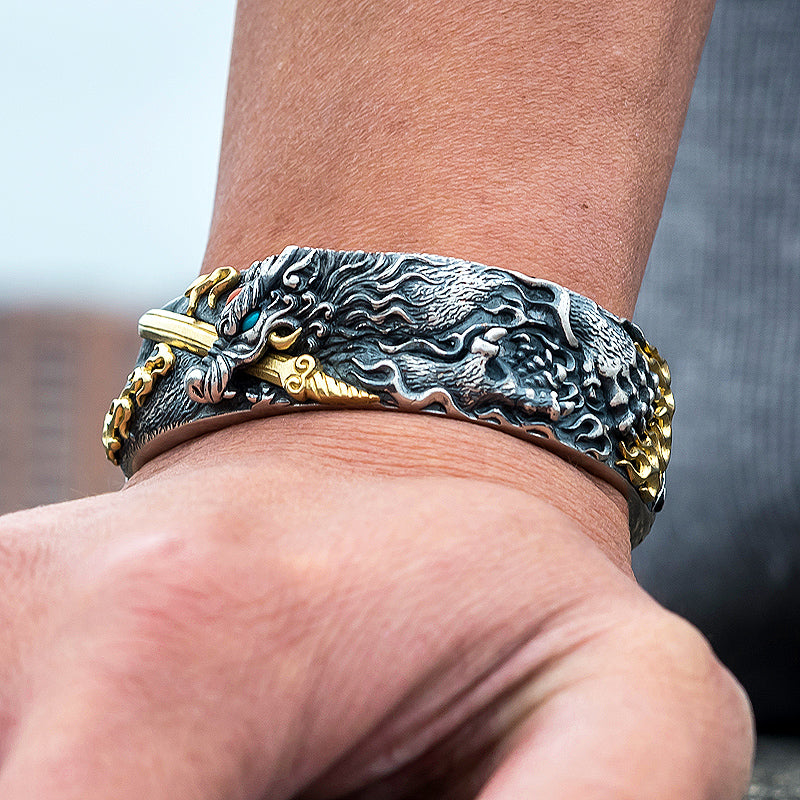Yazi Dragon Silver Bracelet