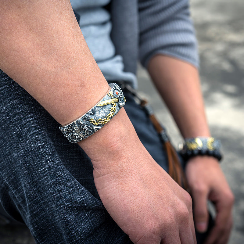 Yazi Dragon Silver Bracelet