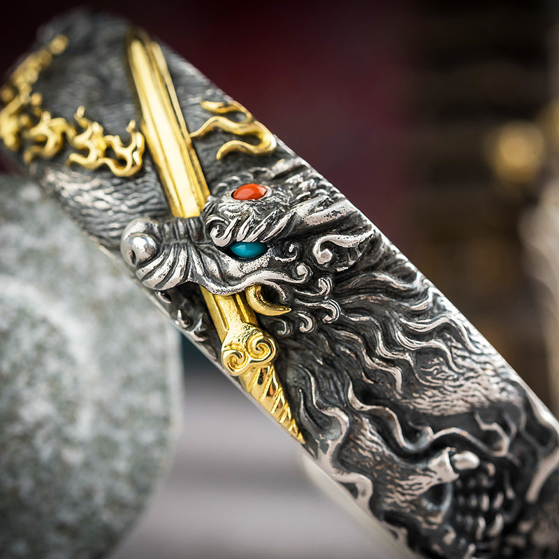 Yazi Dragon Silver Bracelet
