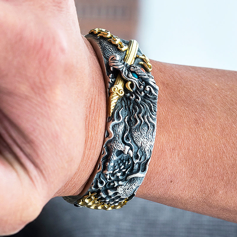 Yazi Dragon Silver Bracelet