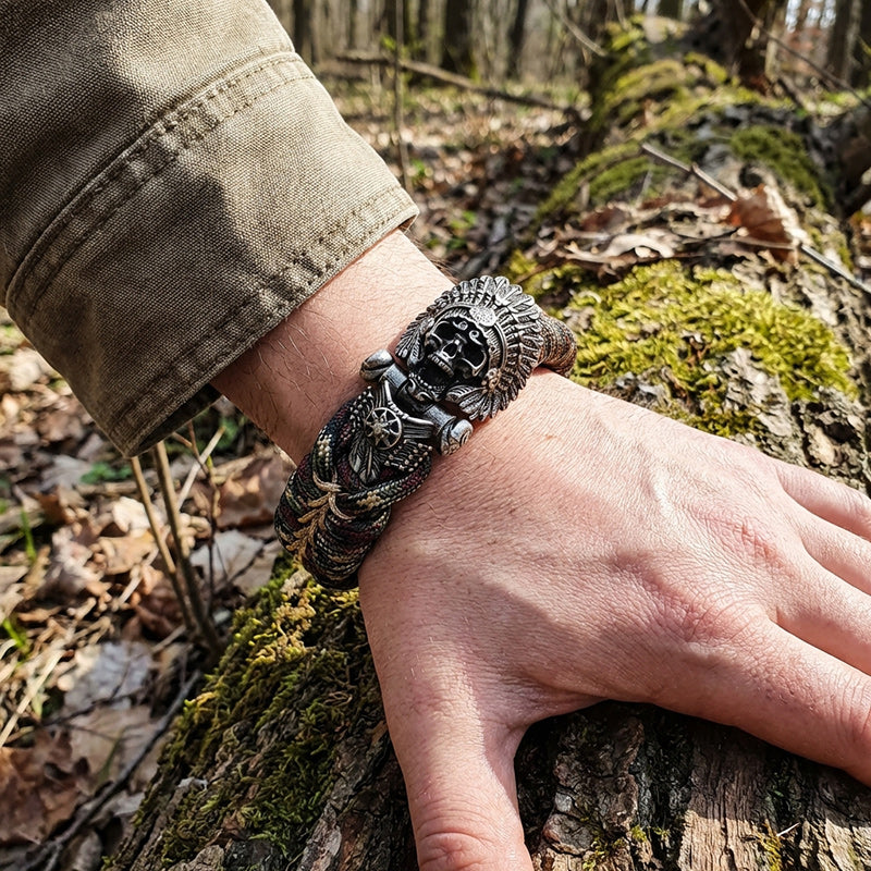 Cacique Skull Paracord Bracelet for Men - Boysouls