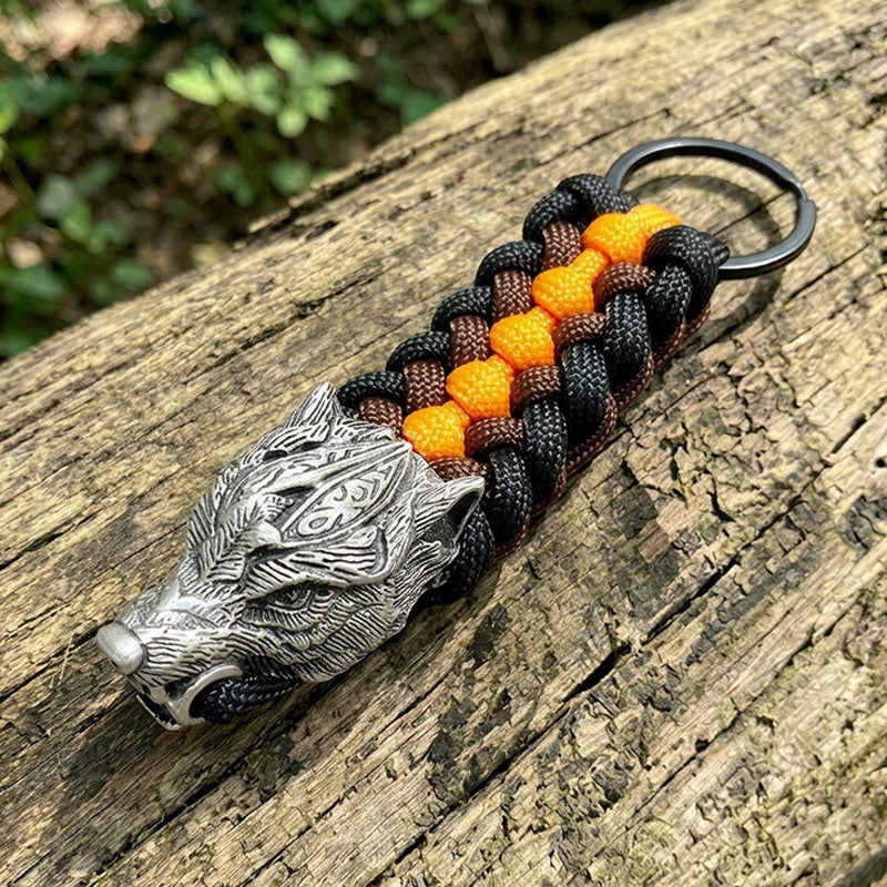 Warrior Wolf Paracord Keychain