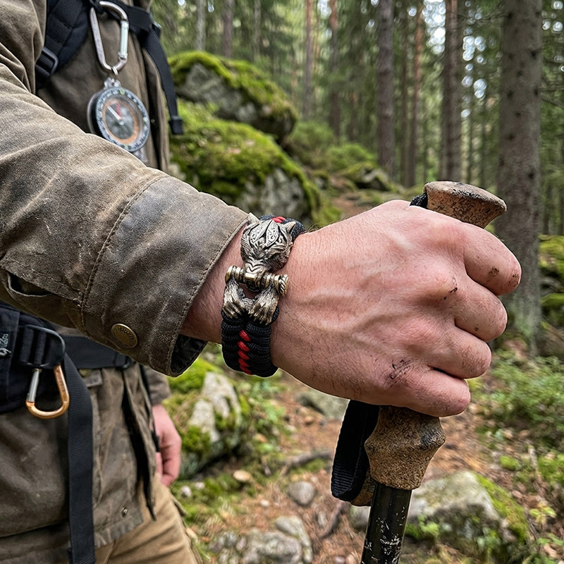 INVIOLABLE VOW BRACELET【Mサイズ】 Warrior Wolf Paracord Bracelet for Men - Boysouls