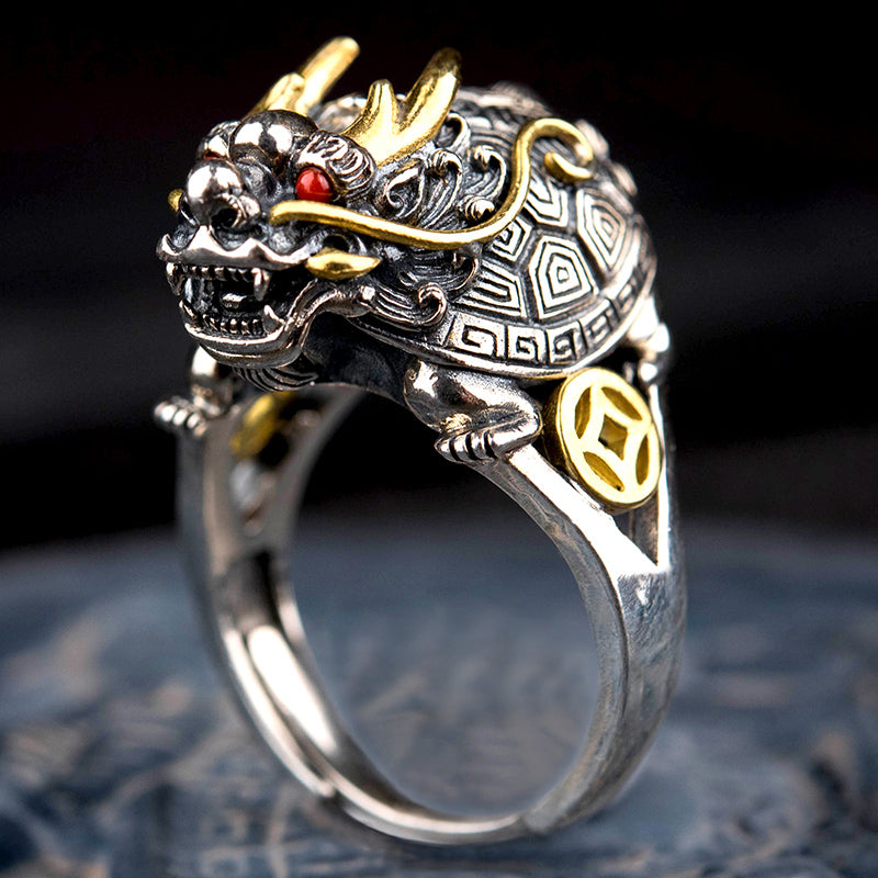 Dragon Turtle Silver Ring