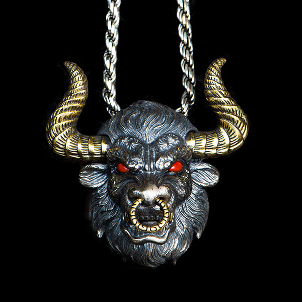 Bull Silver Pendant Necklace