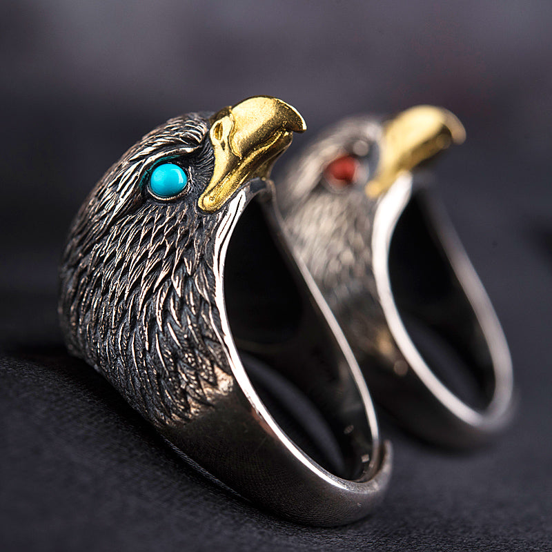925 Sterling Silver Eagle Head Design Statement Men's Ring | eBay