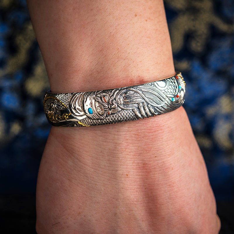 Guanyu & Dragon Silver Bracelet