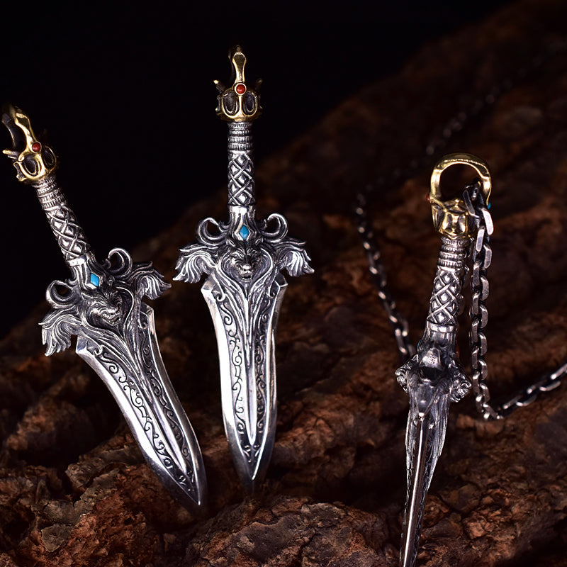 King's Sword Silver Pendant Necklace