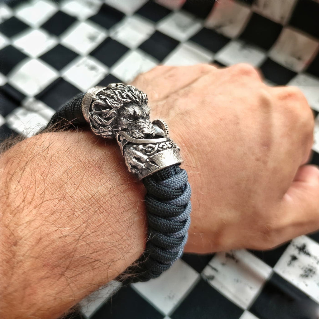 Double Wolf Head Buckle Stainless Steel Braided Bracelet – GTHIC