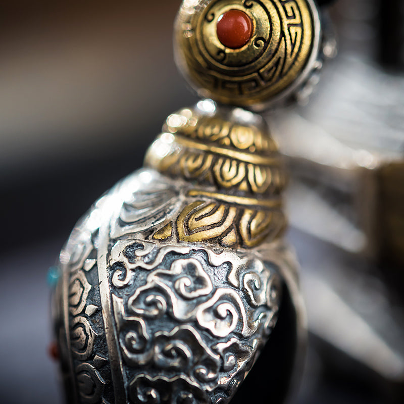 Silver Buddhist Conch Shell Trumpet